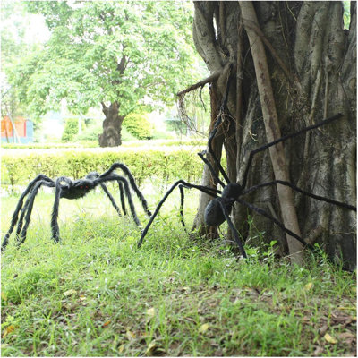 2PC 5ft & 6.5ft Huge Hairy Scary popular Large Spiders for Halloween Decoration Indoor